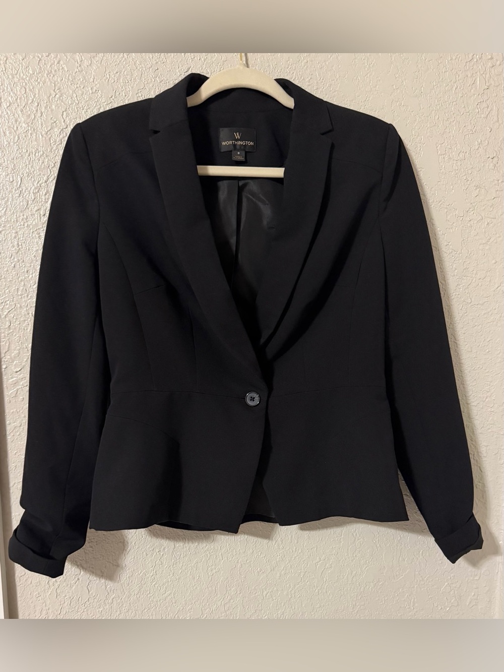 Women’s Blazer -Worthington Black Tailored One-Button Blazer